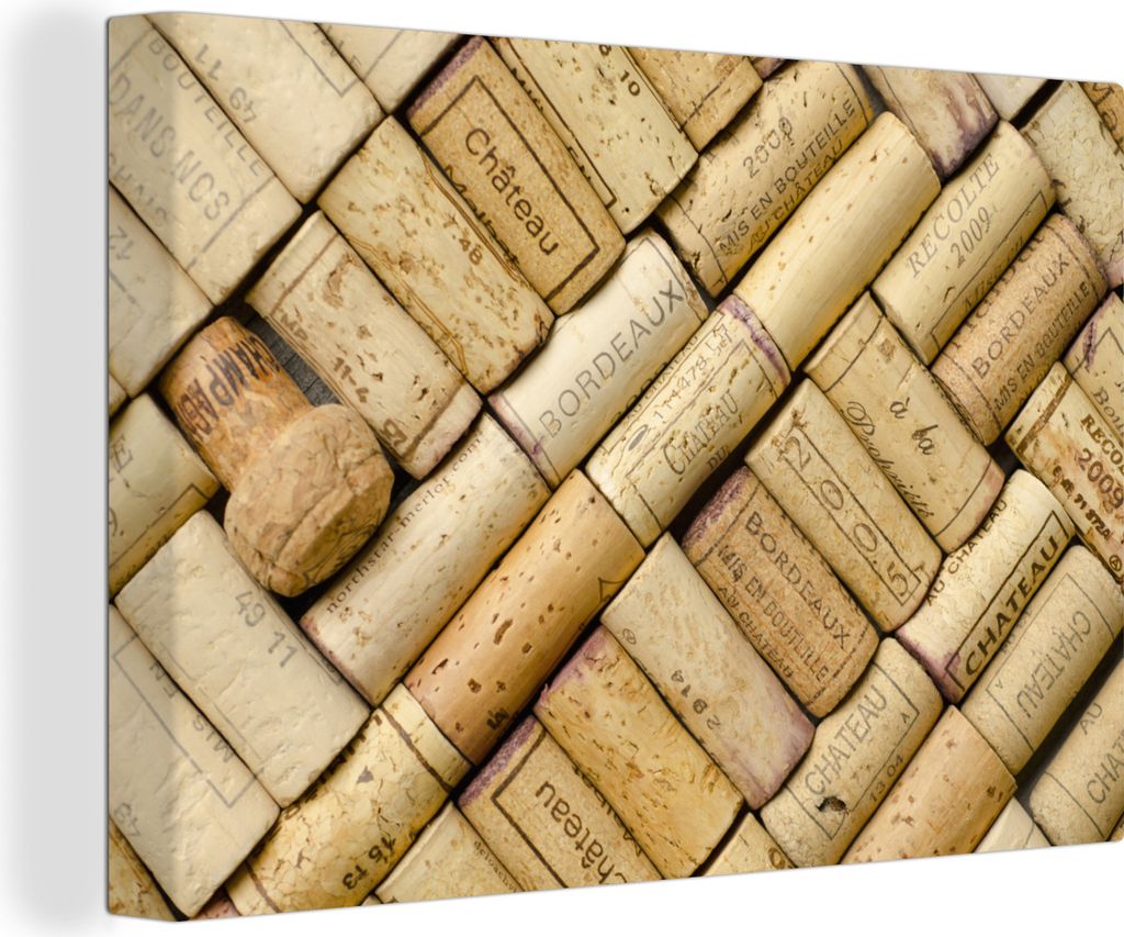 OneMillionCanvasses - Leinwandbilder - 140x90 cm, Ordentlich deponierte Korken, Wandbilder Kunstdruck Wanddekoration