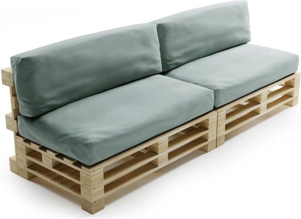 Abziehbares palettenkissen lot x2 aus polyester BANANAIR 120x80cm/120x40cm, hellgrau