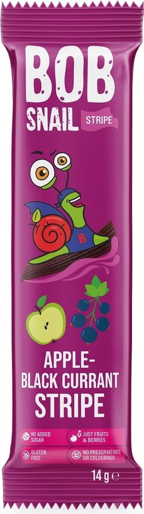 BOB SNAIL Snack Apfel & Schwarze Johannisbeere Streifen 14 g