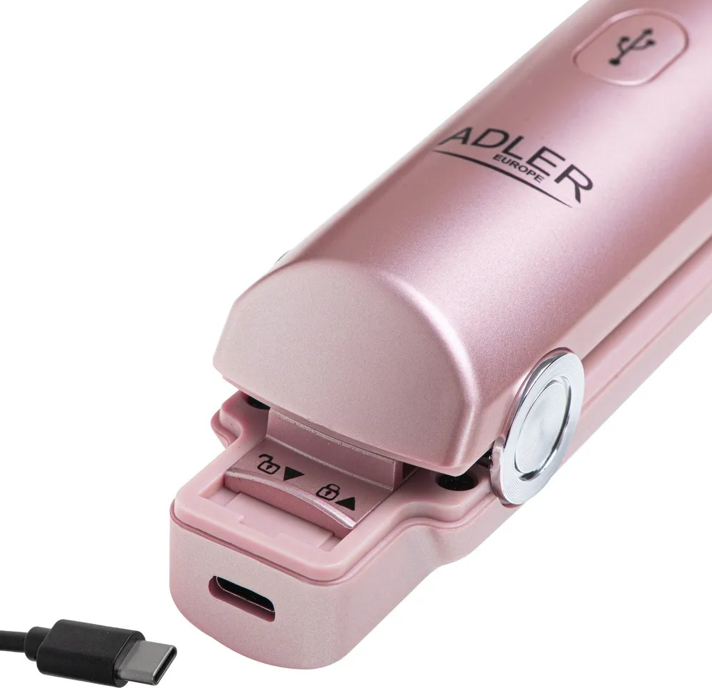 Lisseur sans fil de voyage Adler AD 2327 rose idéal pour retouches