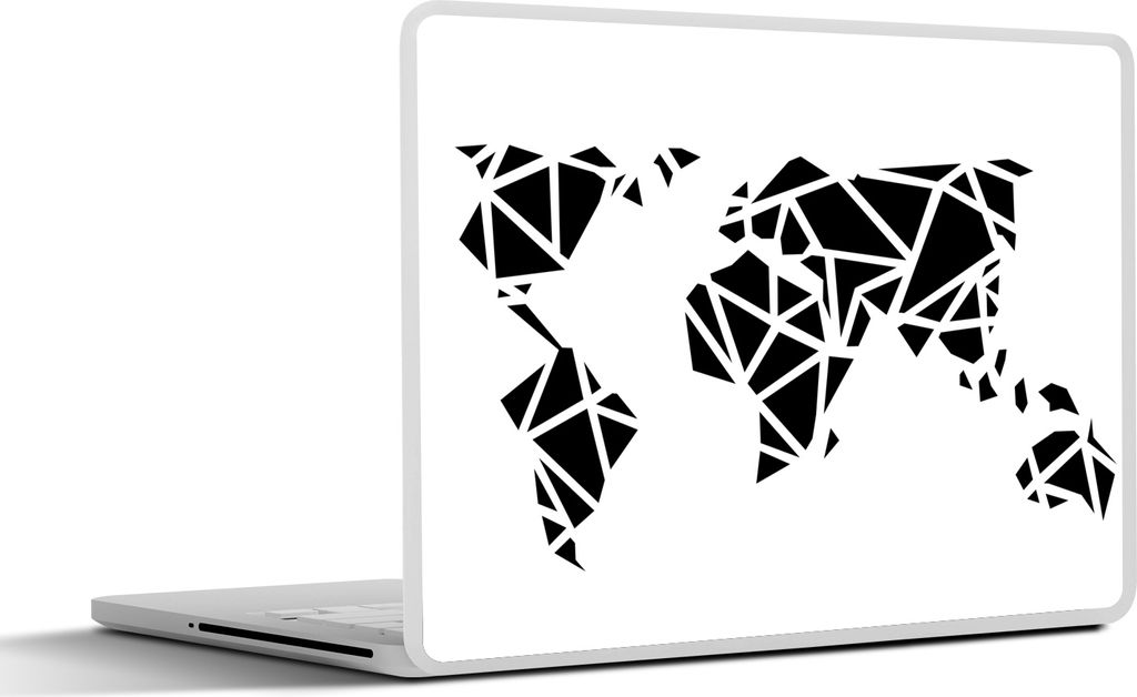 MuchoWow Laptop Aufkleber Sticker Cover Weltkarte - Geometrische Formen - Schwarz - Weiß 30x22 cm - Laptop-Sticker