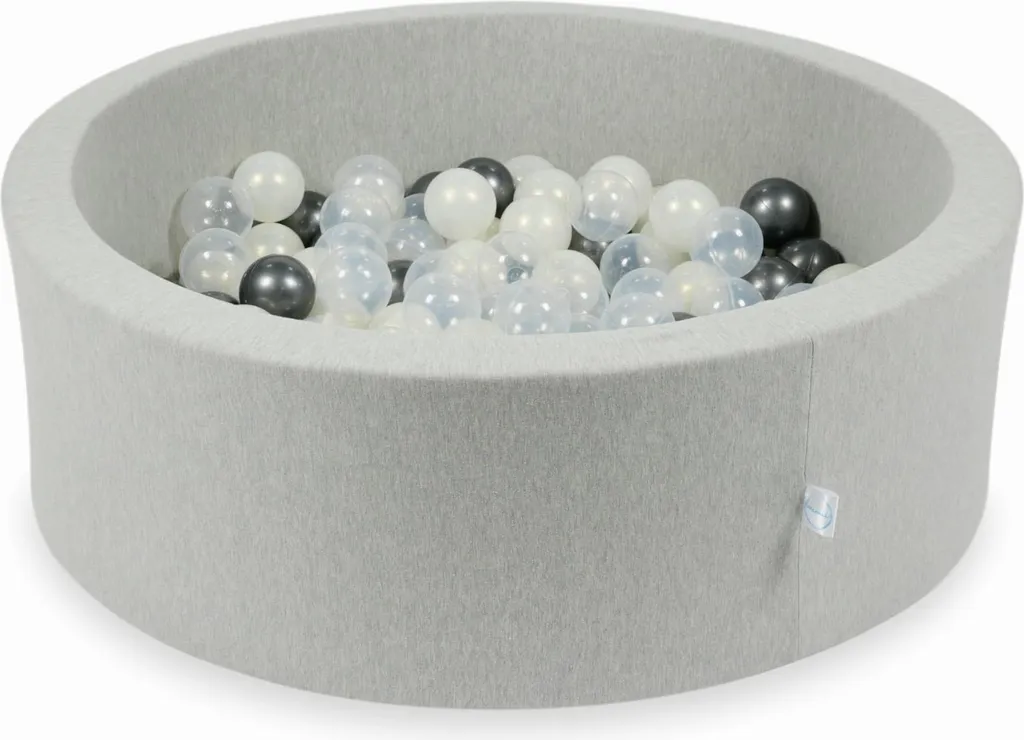 Piscine à balles design 90x30 cm gris clair et 200 balles effet métallique