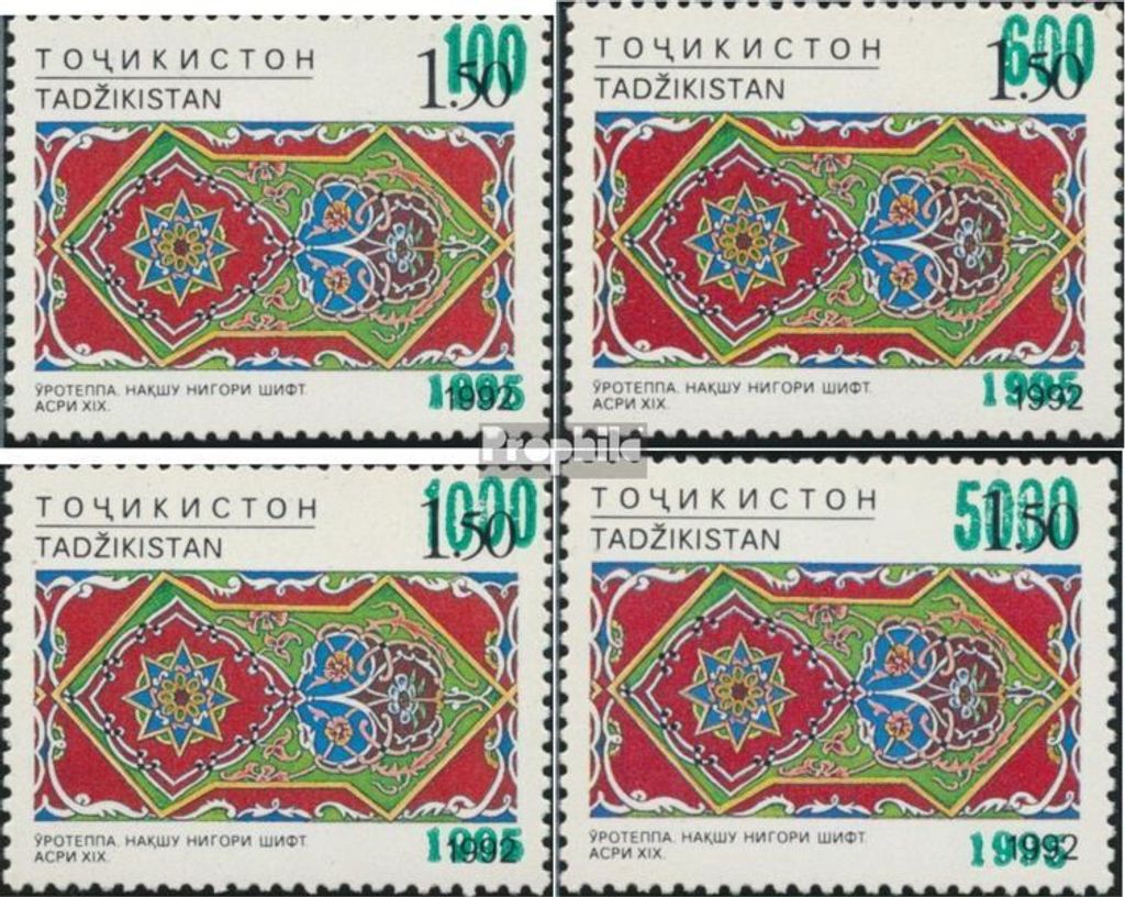Briefmarken Tadschikistan 1995 Mi 58-61 (kompl.Ausg.) postfrisch Aufdruckausgabe