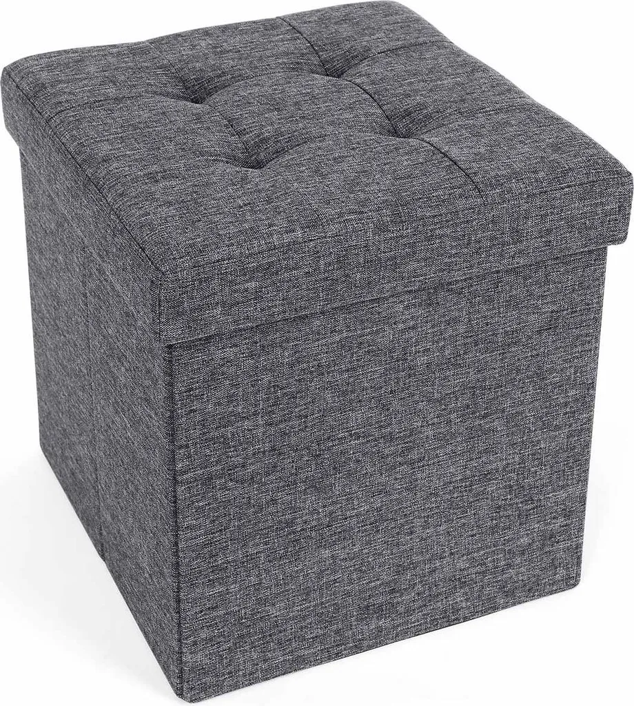 Petit siège cube gris foncé confortable avec revêtement textile résistant