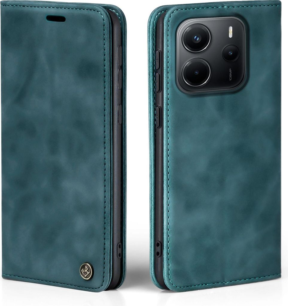 Handy Hülle für Xiaomi Redmi Note 14 Klapphülle Bookcase Flip Cover Handy Tasche Etui Farbe: Petrol