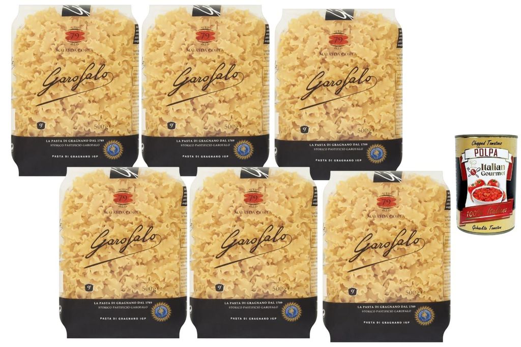Italian Gourmet Pasta Mafalda Corta 6 x 500 g – Italienische Bandnudeln mit gewelltem Rand, ideal für cremige Saucen & Ragù, al dente Genuss + ...