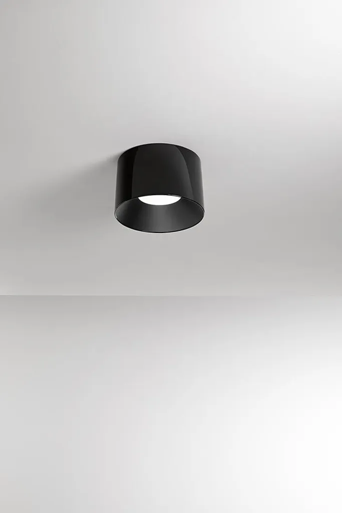 Plafonnier LED Cylindrique Parenz Design 24W Noir Brillant Dimmable 35cm