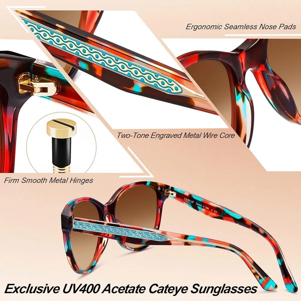 Occhiali da Sole Donna CARFIA Cat-Eye Polarizzati: Stile Retrò Chic - 6