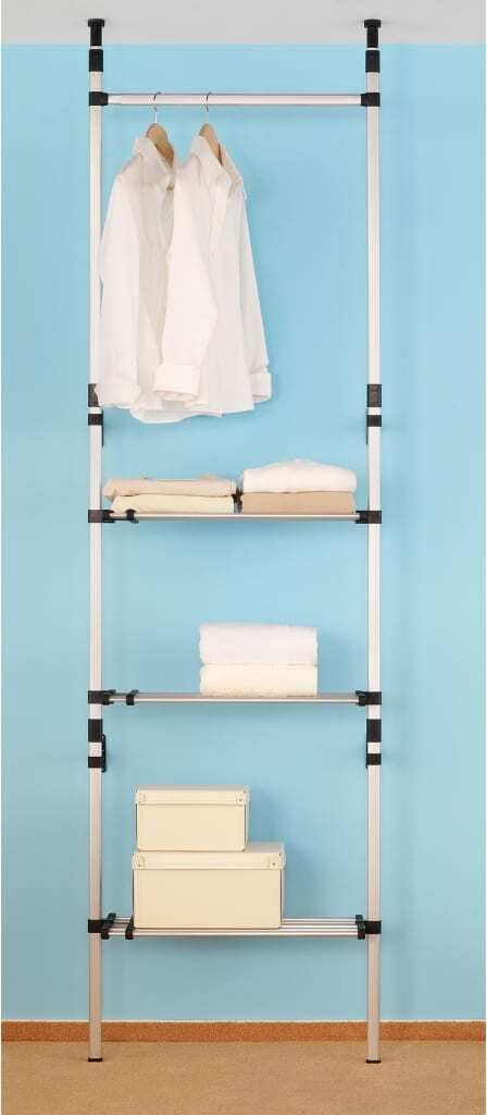 Teleskop-Garderobe mit Stangen und Regal Aluminium , Produktbild 5