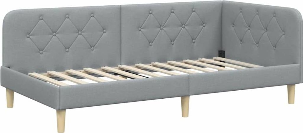 vidaXL Eckbettgestell Hellgrau 90 x 200 cm Stoff