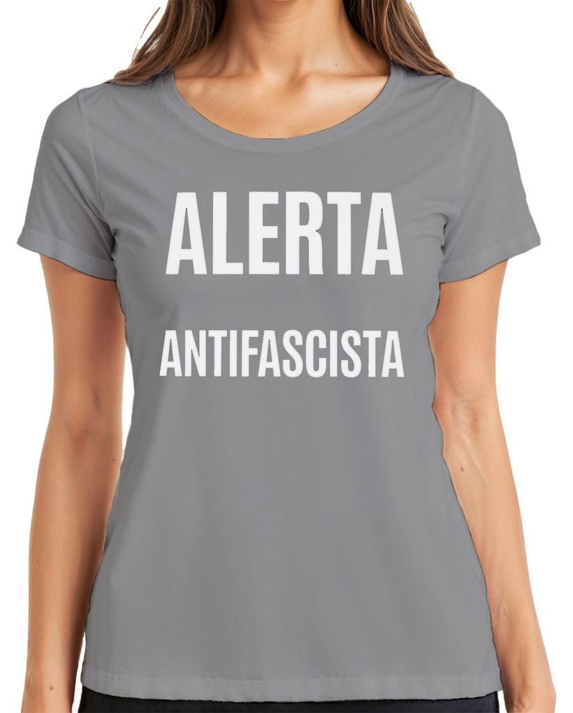 Alerta Antifascista Protest Aktivist Linke Politik Geschenk Retro Damen T-Shirt, Grau, L