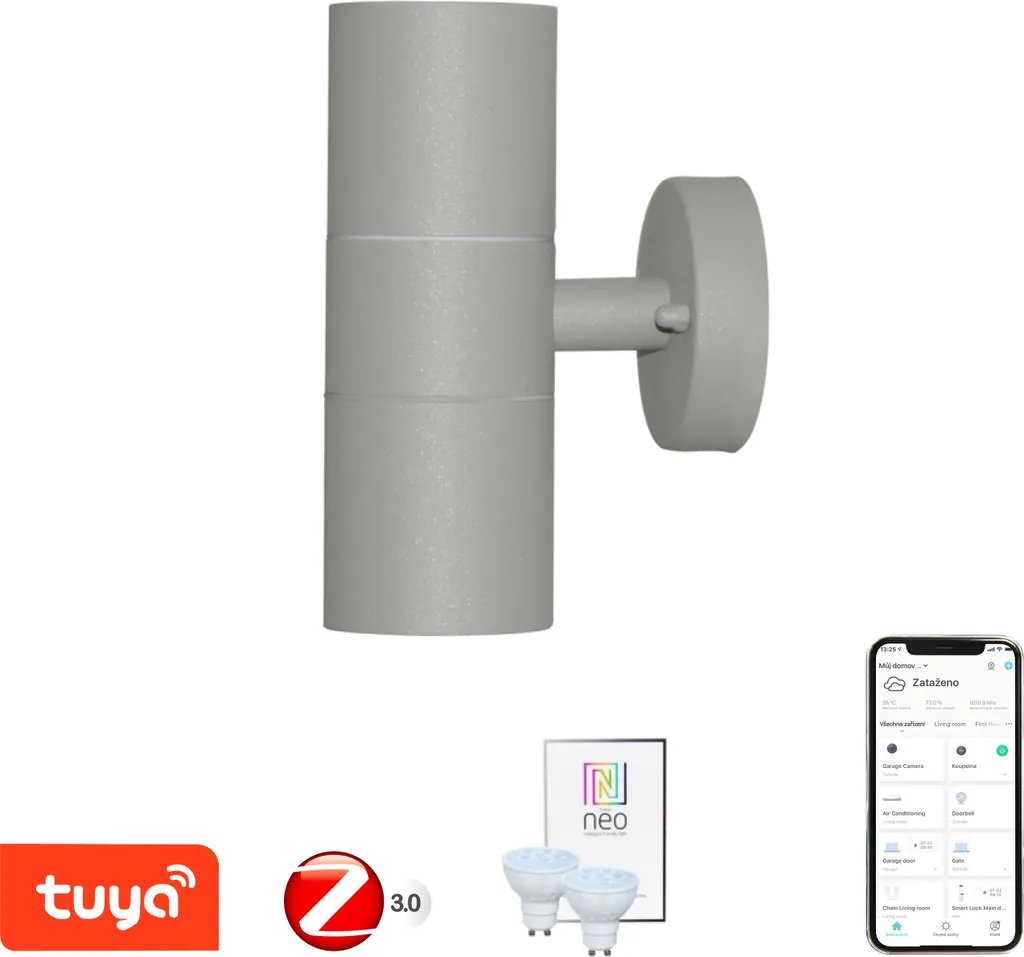 Luminaire Extérieur Intelligent Zigbee Gris pour Terrasse Immax NEO 2x GU10