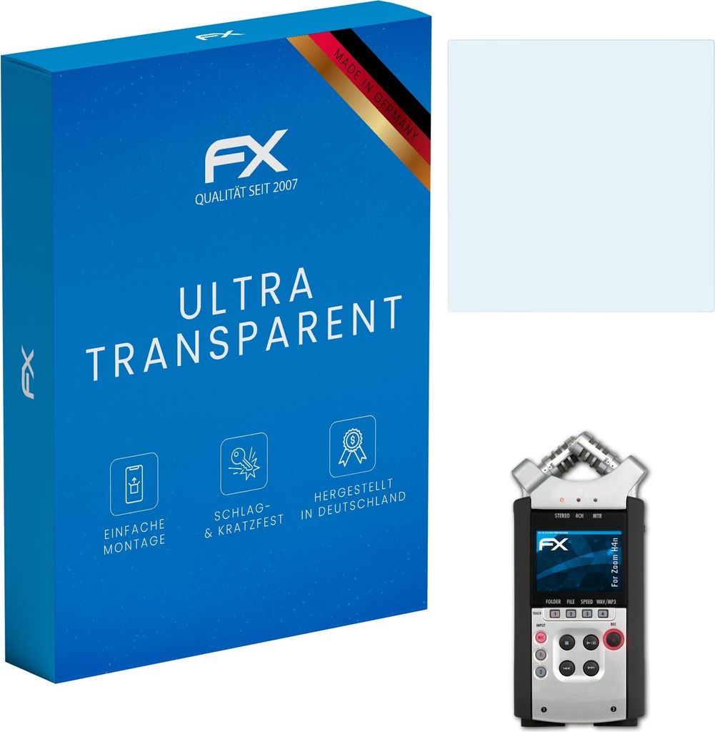 atFoliX FX-Clear 3x Schutzfolie kompatibel mit Zoom H4n Displayschutzfolie