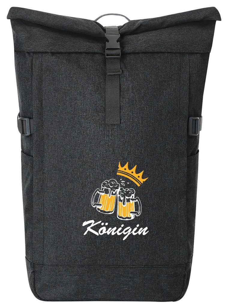 Huuraa Kurierrucksack Königin Schützenfest 30-44 Liter Black Melange Fairtrade Rolltop Rucksack Geschenkidee