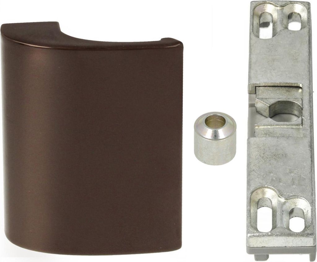 3er Set Alu Balkontürgriff Braun + Schnäpper + Ringhülse für Schüco / Rehau Fenster
