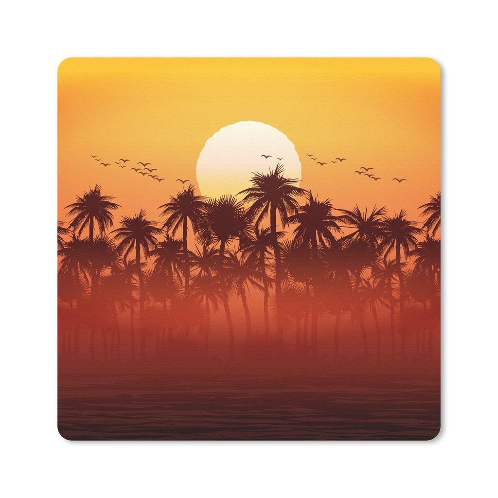 MuchoWow Mauspad Mousepad Sonne - Palme - Vogel 30x30 cm - Mousepads - Maus Mat - Pad - Mausunterlage - Gaming