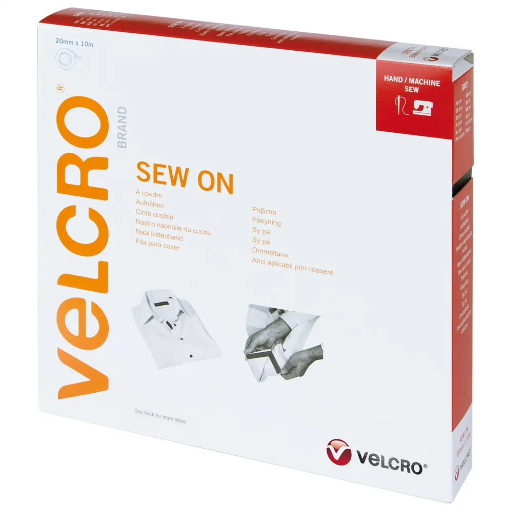 Bande Velcro 20mm x 10m à coudre Gris haute densité crochet boucle