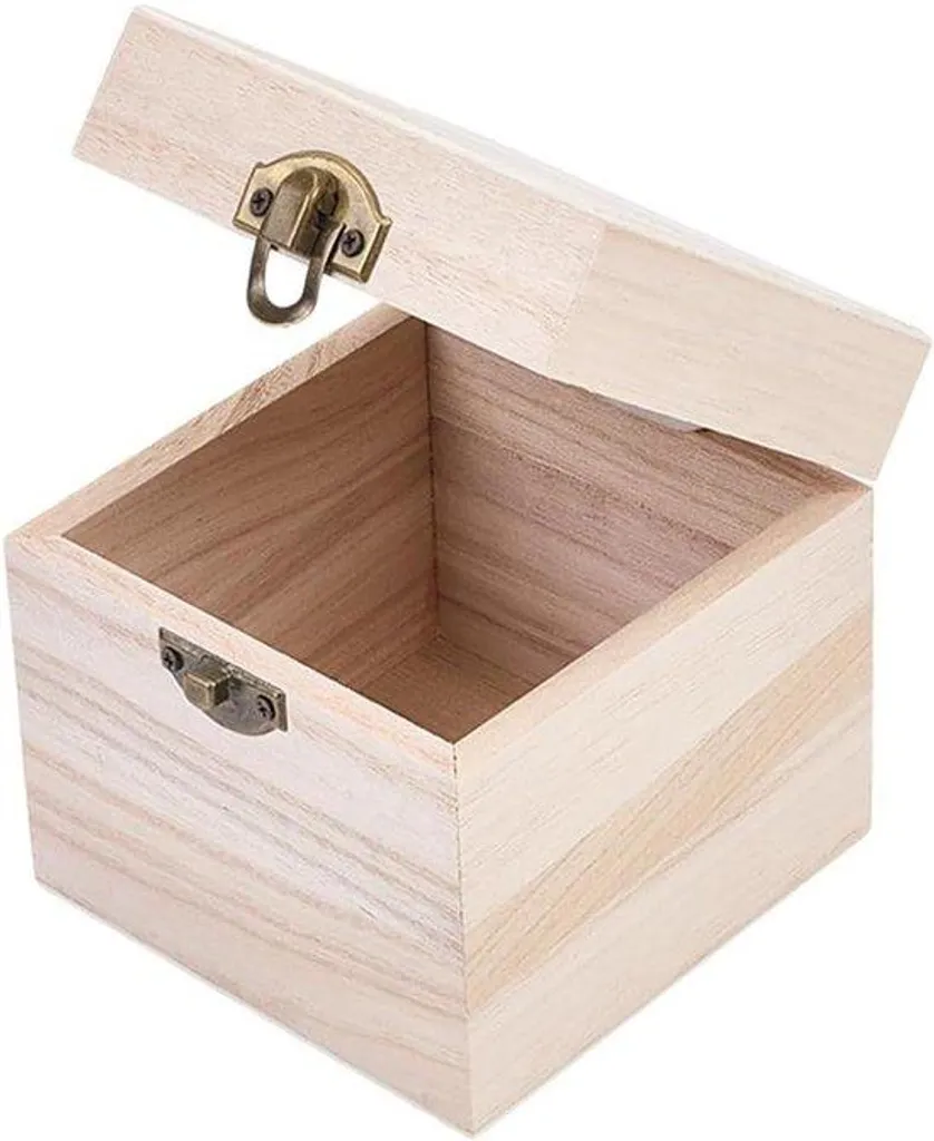 Petite caisse en bois brut 10x10cm boîte carrée pour loisirs créatifs