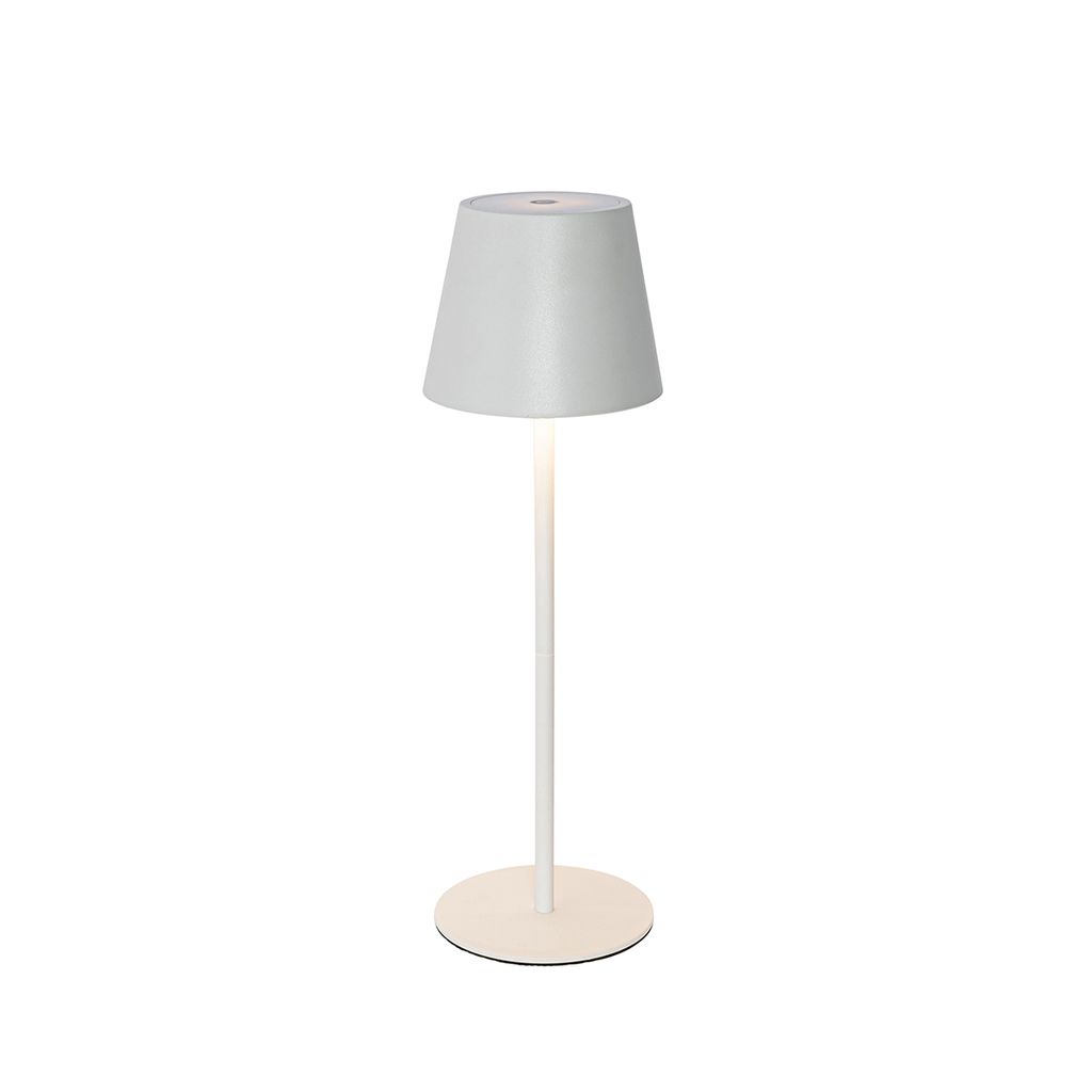QAZQA - Modern Nachttischlampe | Tischleuchte I Tischlampe I Lampe I Leuchte weiß inkl. dimmbarer und wiederaufladbarer LED IP54 - Murdock Touch-f...