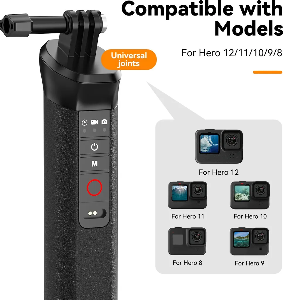 Poignée flottante TELESIN pour GoPro Hero 12 à 8 avec déclencheur Bluetooth