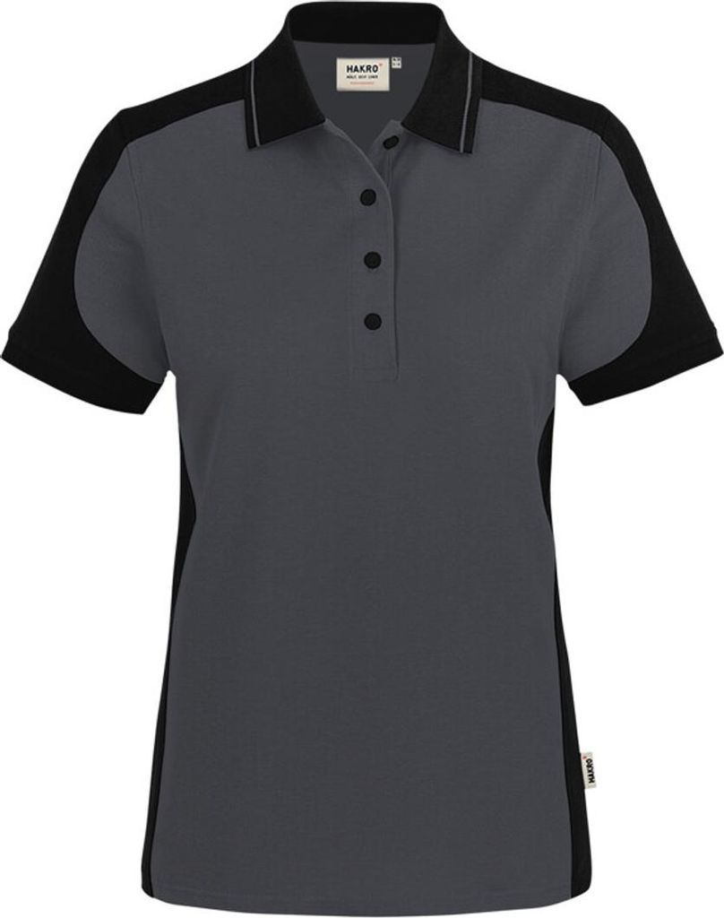 HAKRO Damen Poloshirt Contrast ECO #339 Gr. S karbongrau/schwarz