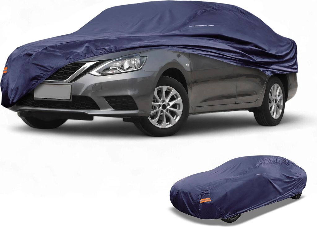 1 Stk. Universal Autoabdeckung Wasserdicht Alle Wetter Automotive Outdoor Vollständige Außenabdeckung Aluminiumfolie Baumwolle Marineblau Passend...