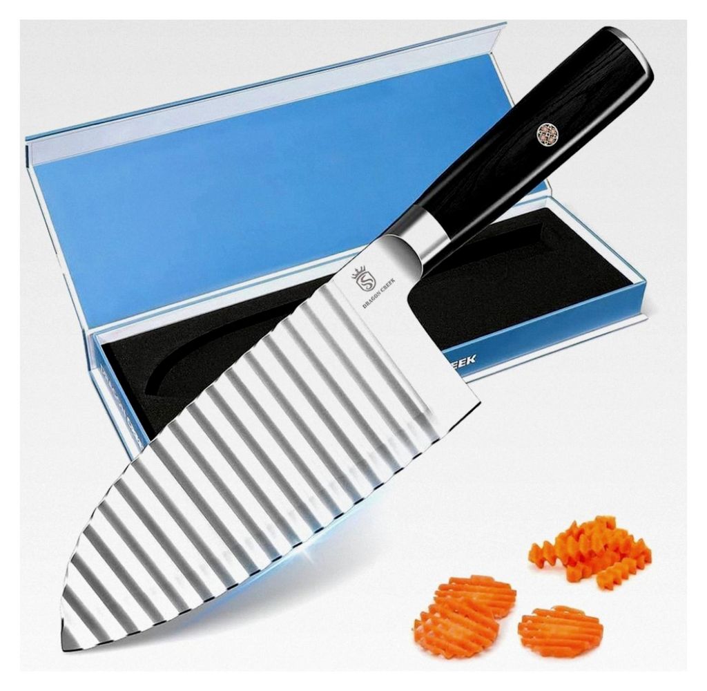 Edelstahl Wellenmesser für Pommes, Obst und Gemüse, scharfes Kartoffelschneider für perfekte Crinkle-Cuts