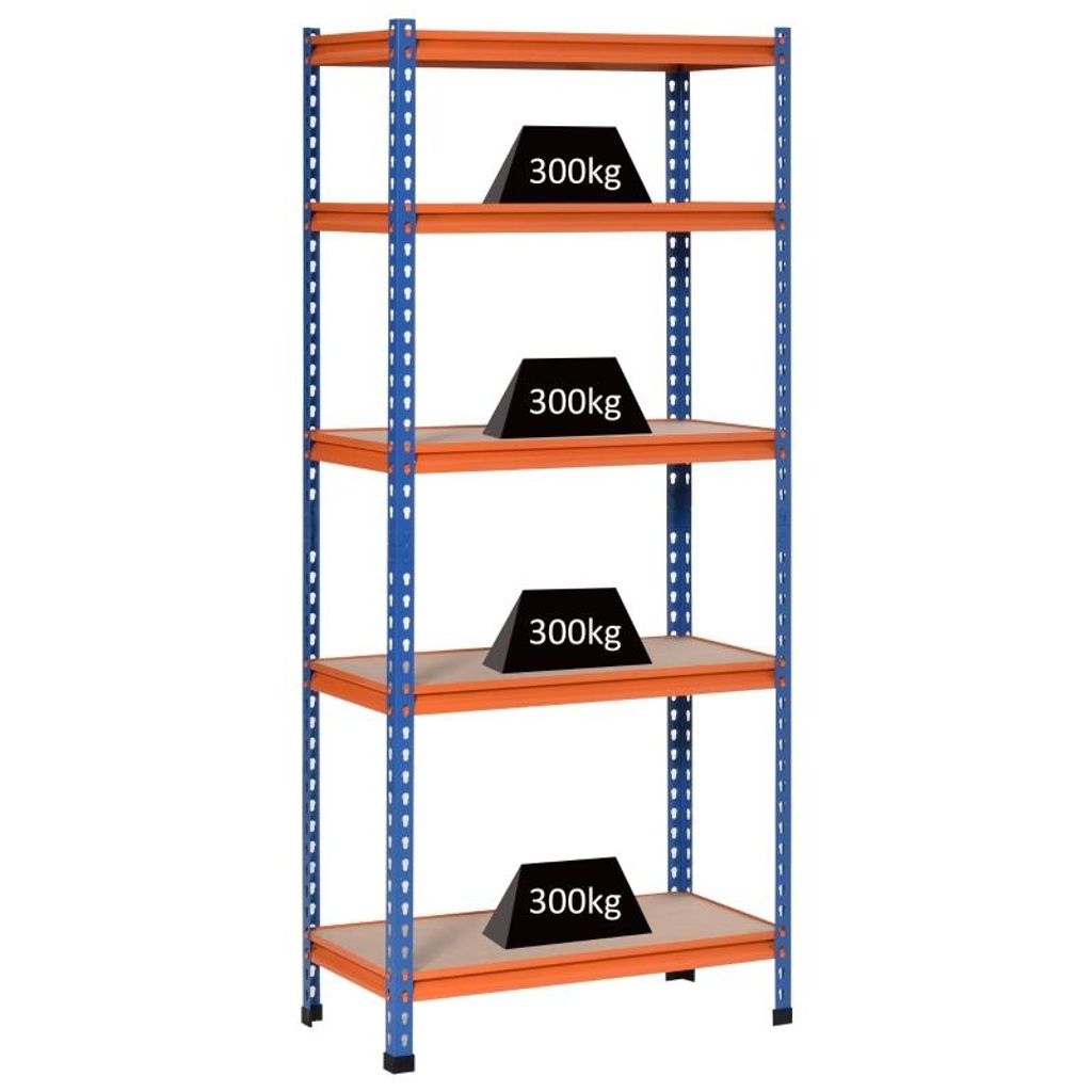 Fünfstöckiges Metallregal für die Garage – Metall-Lagerregal – Tragkraft: 1500 kg – Geeignet für Garagen und Keller – 80 x 40 x 182 cm ...