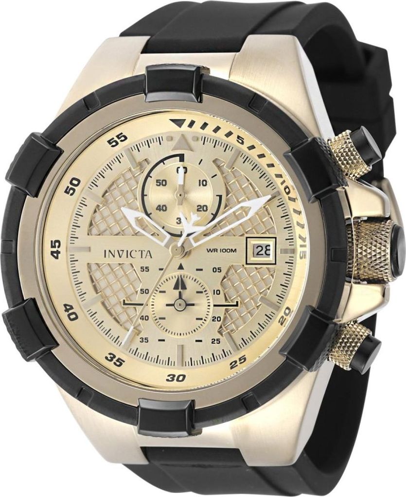 Invicta Aviator 50121 Herren uhr - Wasserdicht - Analog - Quarzuhrwerk - Edelstahl mit goldenen zifferblat - 51mm