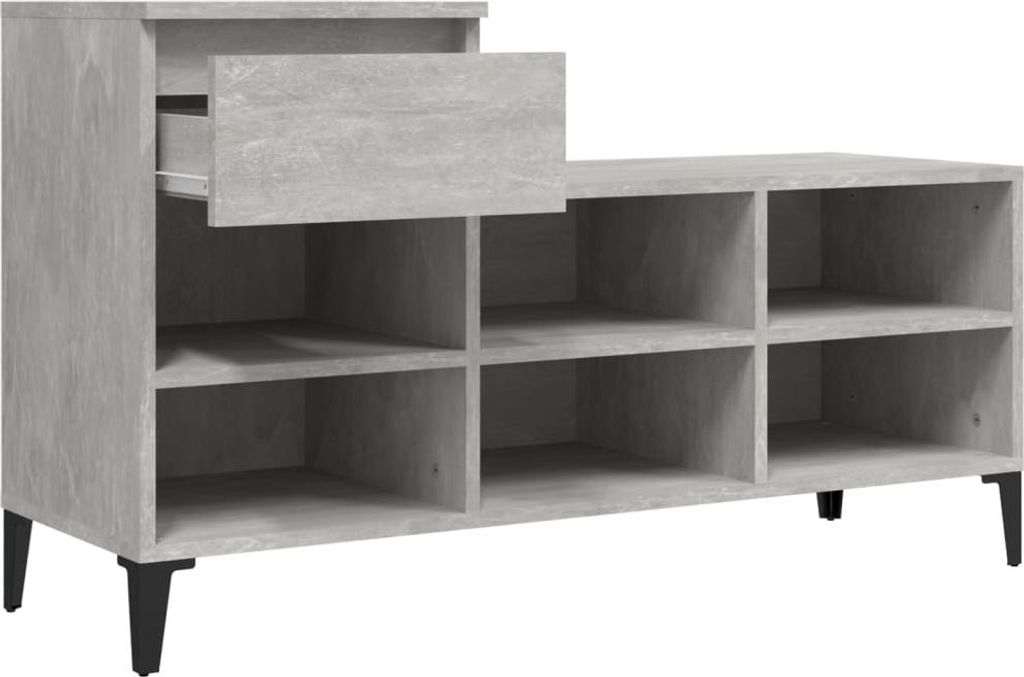 vidaXL Schuhregal Betongrau 102x36x60 cm Holzwerkstoff