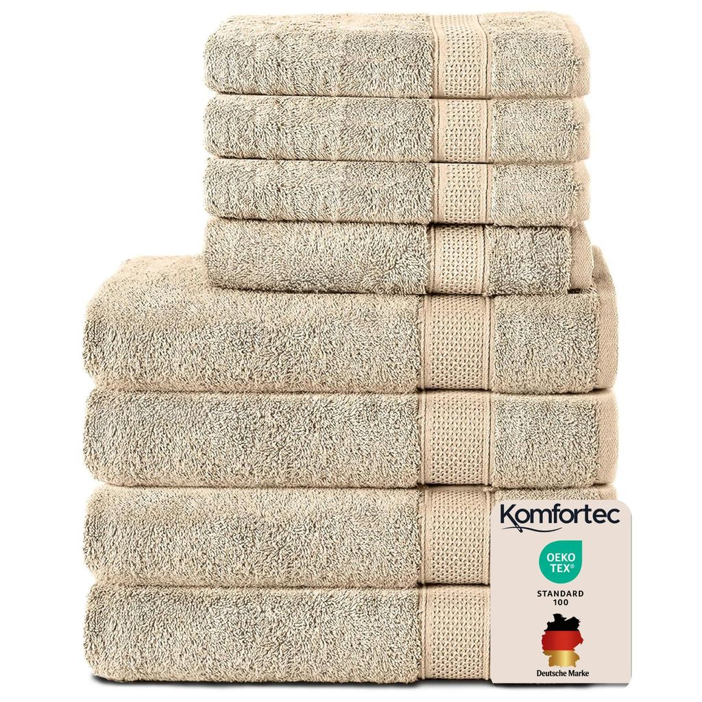 Komfortec 8er Handtuch Set aus 100% Baumwolle, 4 Badetücher Produktbild 
