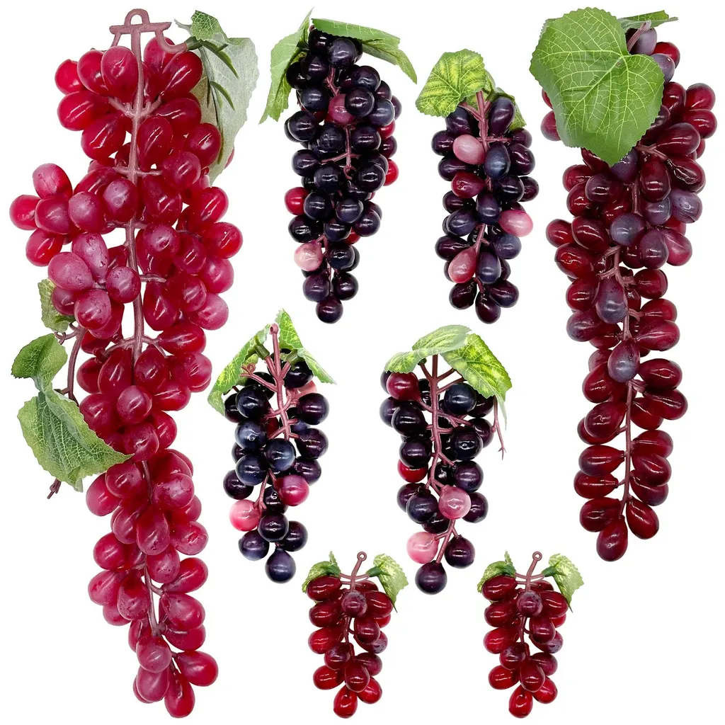 Grappe de Raisin Artificielle Violette : Lot de 8 Fruits d'Imitation
