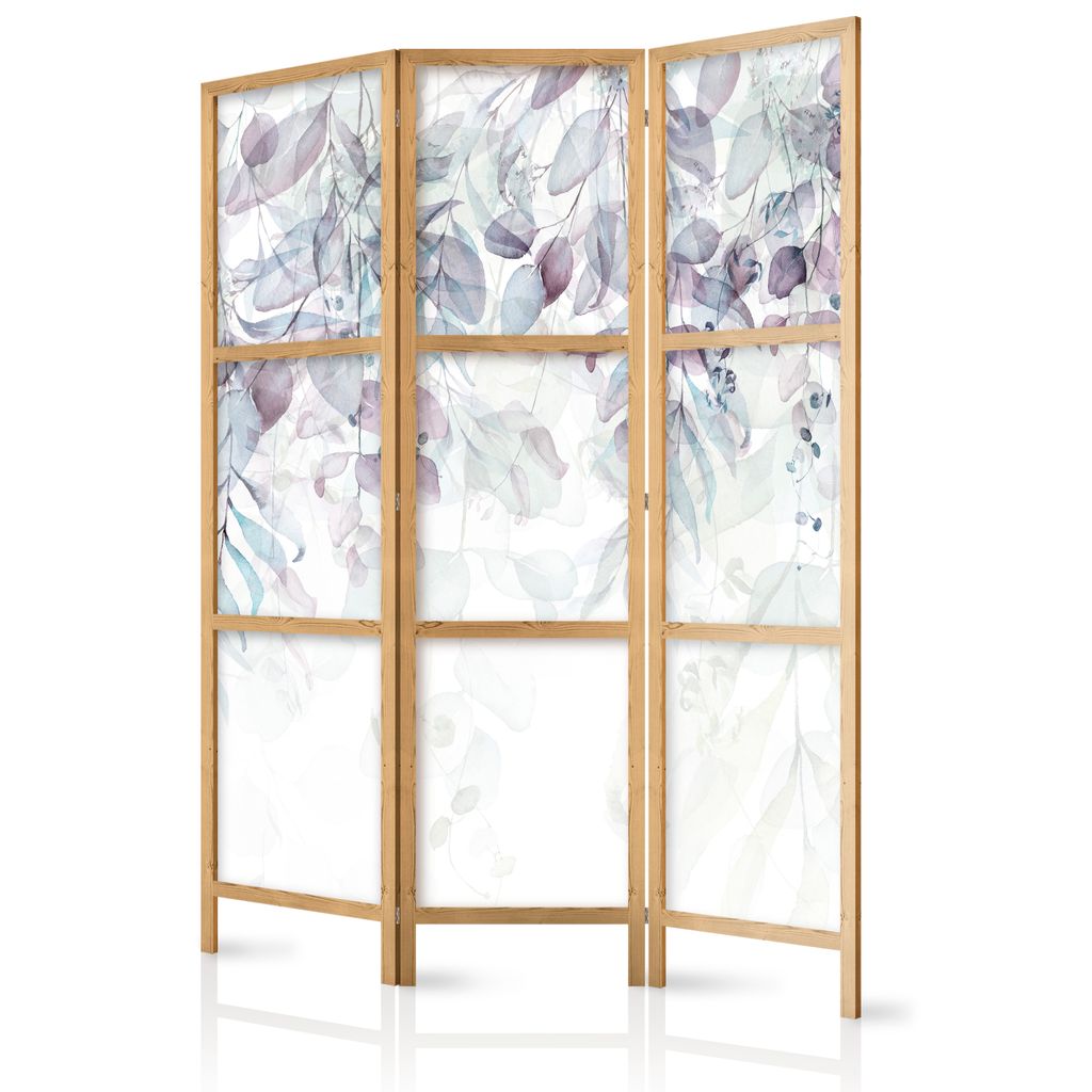 Paravent 135x171 cm 3-teilig einseitig eleganter Sichtschutz Raumteiler Trennwand Raumtrenner Holz Design Motiv Deko Home Office Natur Blätter Bot...