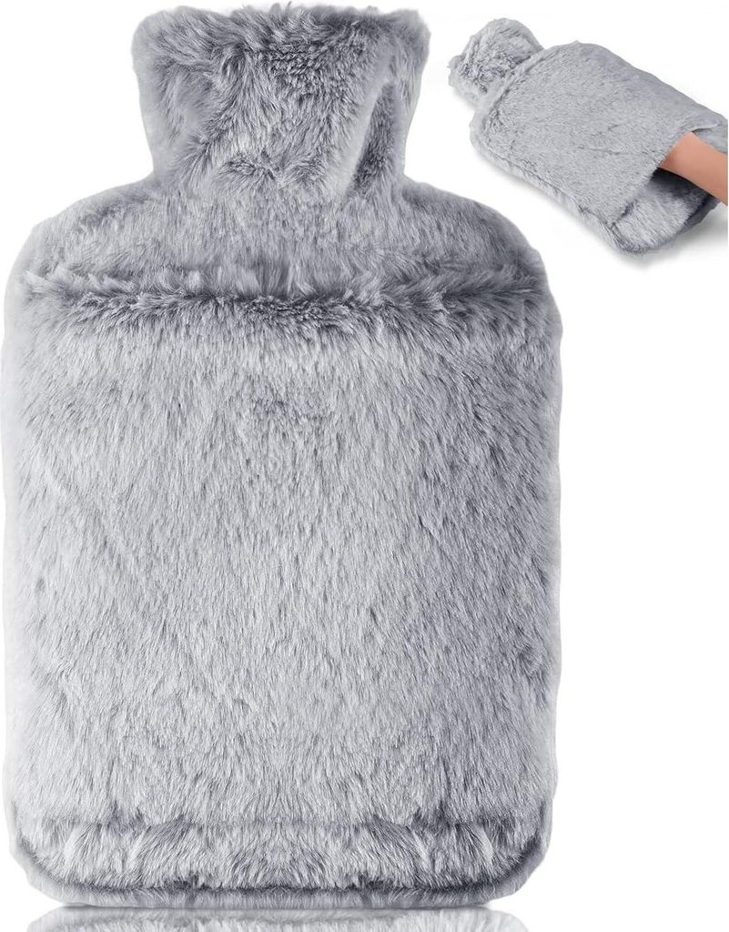 BOLEi Wärmflasche 2L mit Känguru-Tasche, Grau Produktbild 