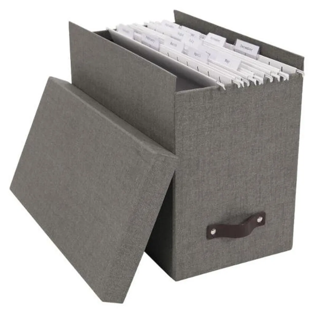Boîte à dossiers suspendus JOHAN Gris Canvas - Rangement de bureau chic