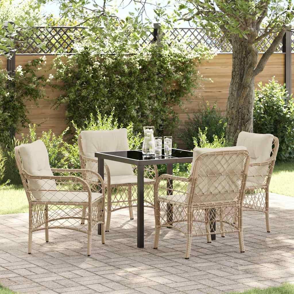 Maison Exclusive - Garten Essgruppe mit Kissen 5 pcs Beige Poly-Rattan
