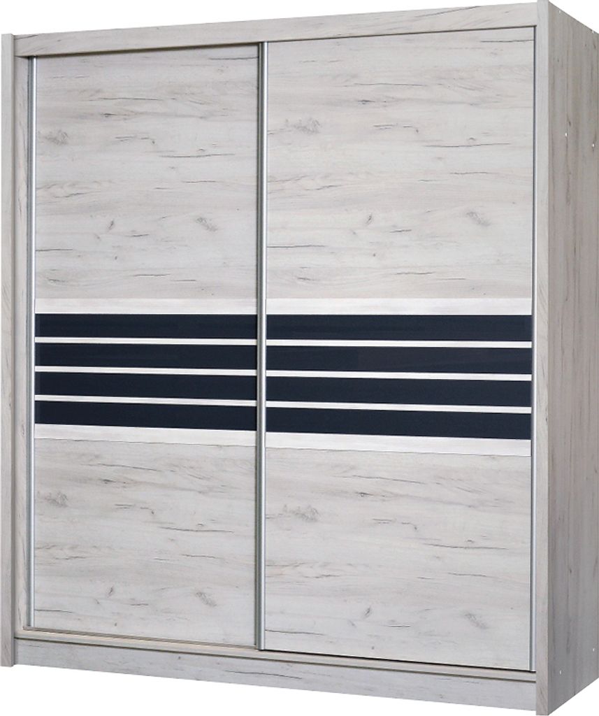 Schwebetürenschrank Turyn 203, 2 Türen Kleiderschrank mit Glas, Moderne Garderobe, Schrank in Größe: 203 x 215 x 61 cm