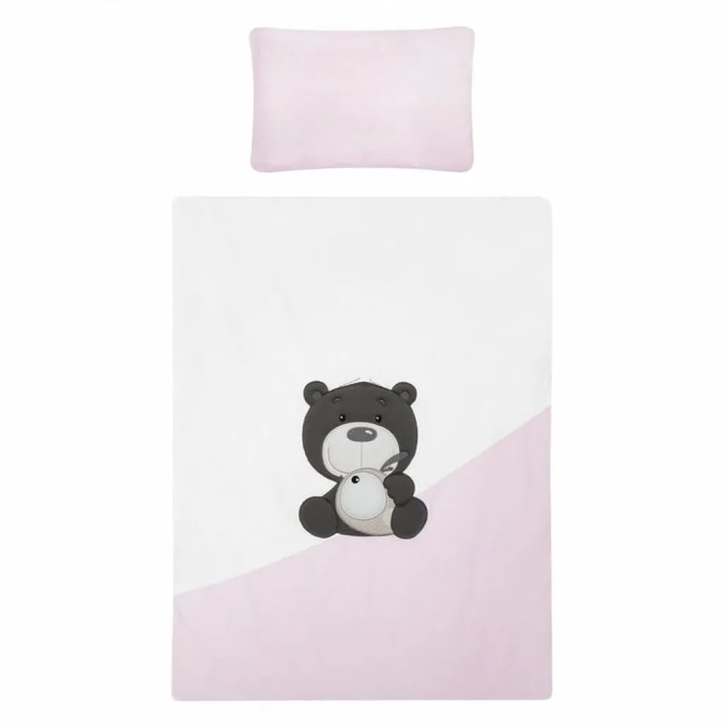 Ensemble lit enfant 135x100cm Belisima Lilo & Lu rose coton respirant