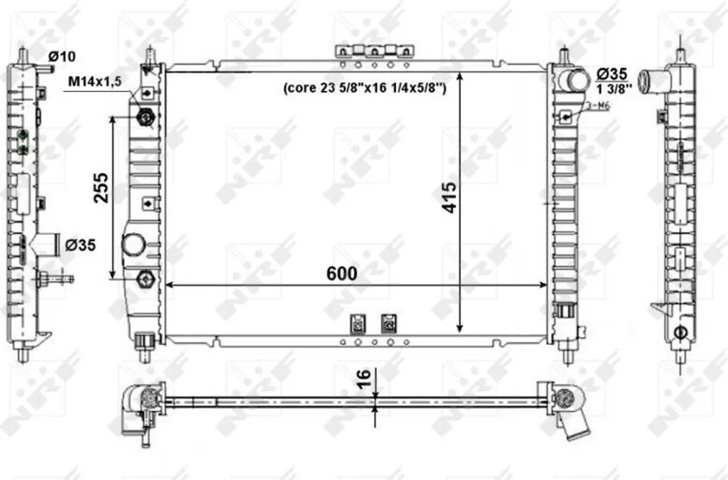 Radiateur NRF 53639 haute performance pour Chevrolet Aveo OE 42438322