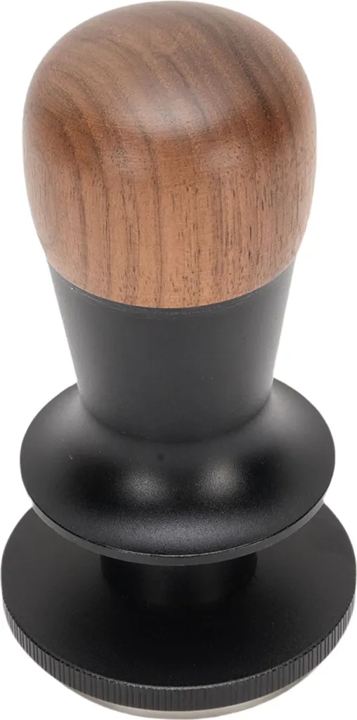 Tamper de Café 51mm à Pression Régulée avec Base en Inox et Manche Noyer