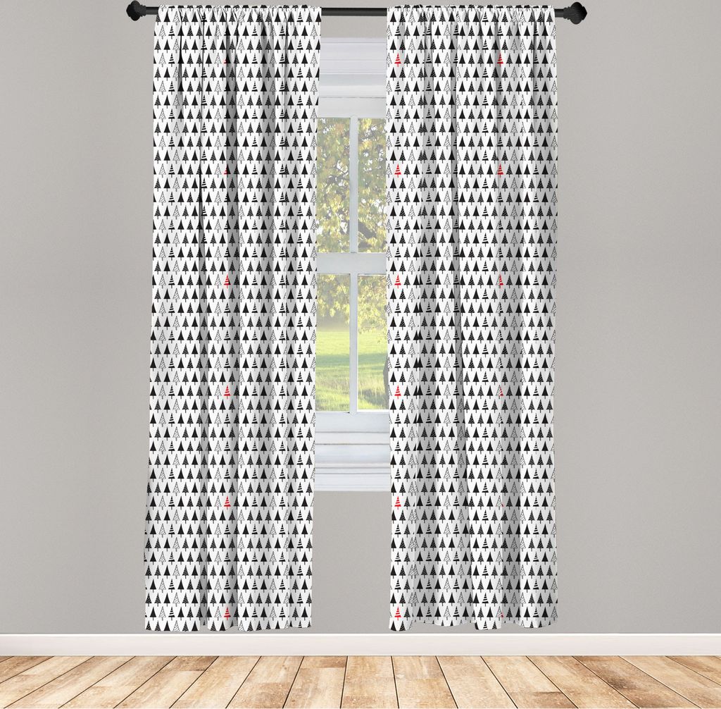 ABAKUHAUS Weihnachten Vorhänge, Gardinen, Scharfe Dreieck-Winter-Saison-Bäume mit den gestreiften und punktierten Mustern, 2 Stück 75 x 175 cm, ...
