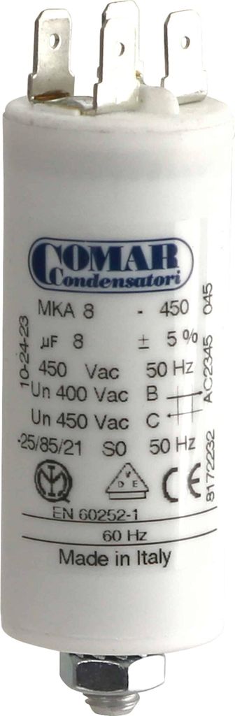 Motorbetriebskondensator COMAR MKA450, 8µF/450V, 6,3mm, Produktbild 