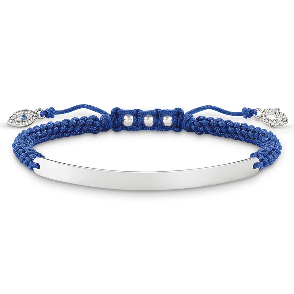 Bracelet Argent 925 Thomas Sabo Bleu Outremer avec Chaînette de Réglage