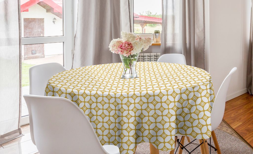 ABAKUHAUS Abstrakt Runde Tischdecke, Konzentrische Kreise Formen, Kreis Tischdecke Abdeckung für Esszimmer Küche Dekoration, 150 cm, Pale Erde Ge...