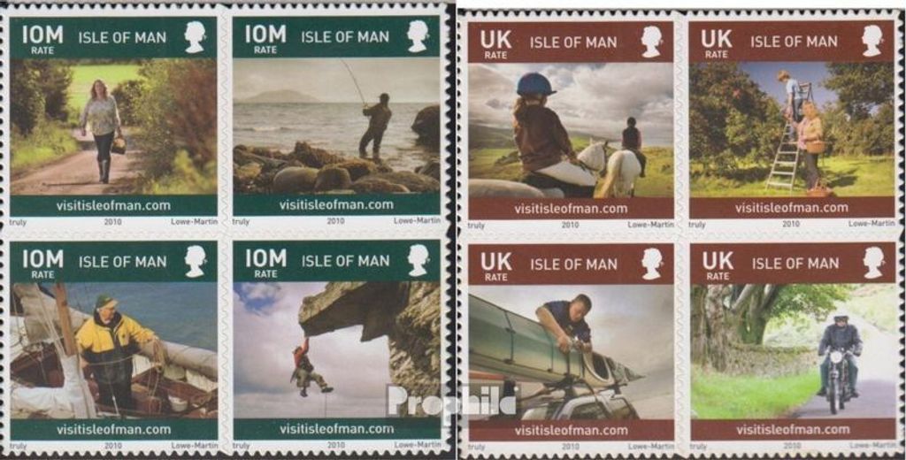 Briefmarken GB - Isle of Man 2010 Mi 1583-1590 Viererblocks (kompl.Ausg.) postfrisch Freizeitaktivitäten