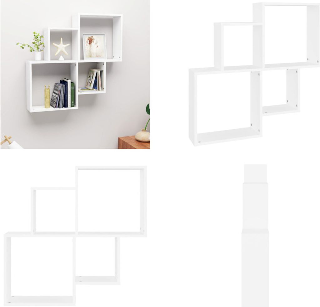 vidaXL Würfelregal Weiß 80x15x78,5 cm Holzwerkstoff - Würfel-Regal - Würfel-Regale - Würfel-Wandregal - Würfel-Wandregale