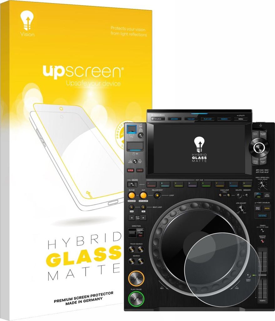 upscreen Entspiegelungs Schutzglas für Pioneer CDJ 3000 (Kreis) Schutzfolie Panzer Folie Glas Display Schutz matt