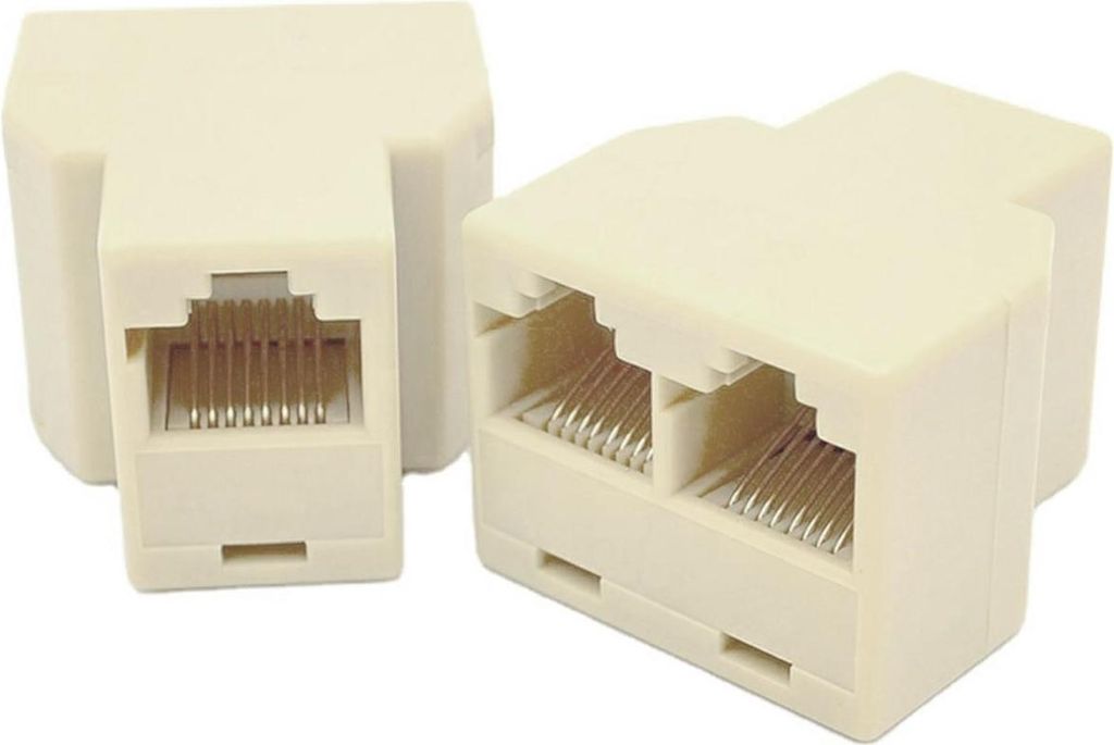 Netzwerk-Splitter RJ45 8P8C 1 auf 2 Rj45-G/2Rj45-G, 33x24x30 mm, vergoldete Kontakte