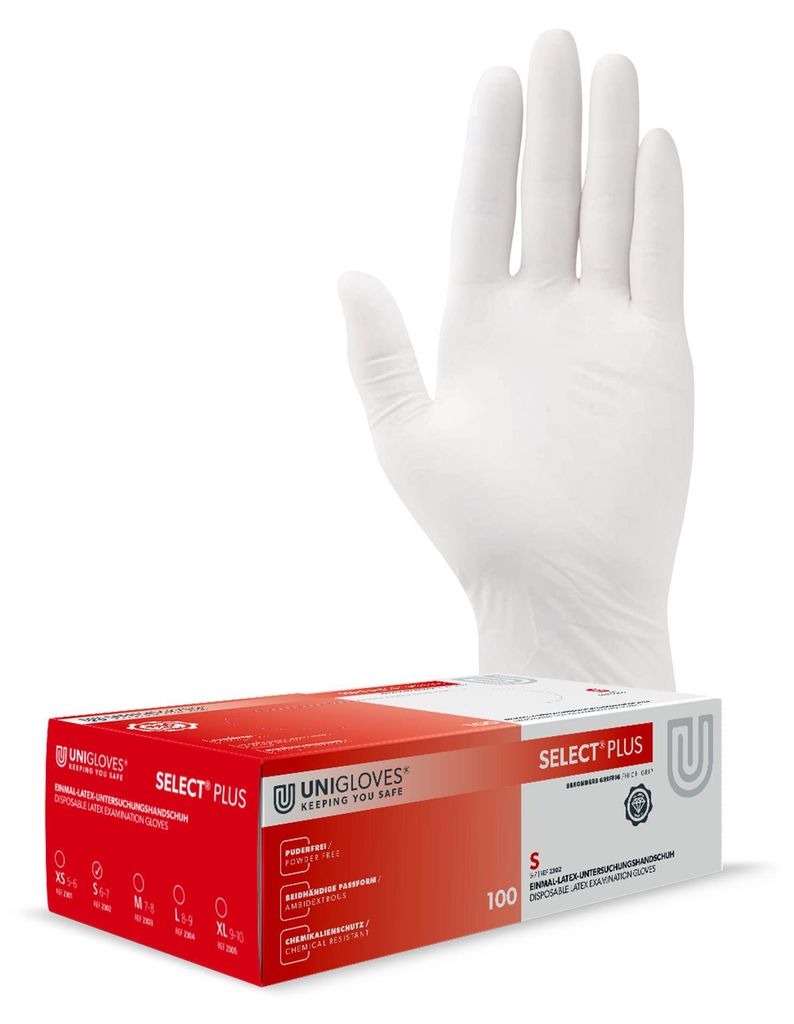Unigloves Select Plus Latexhandschuhe 6-7 Small 100 Produktbild 