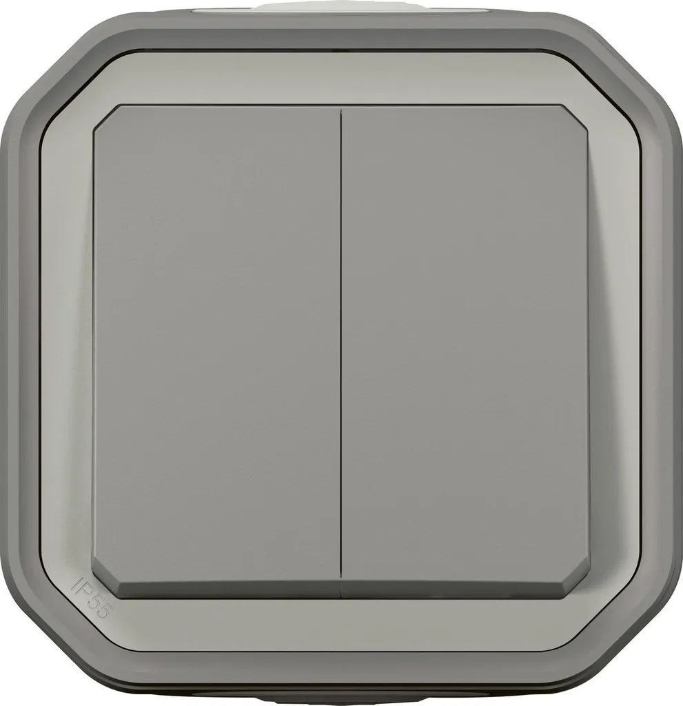 Commande Éclairage Extérieur Legrand Interrupteur Double Gris IP55 - 2